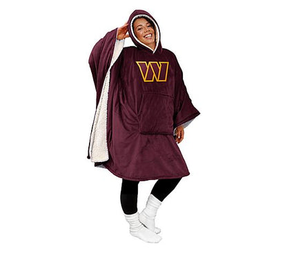Final Clearance - 60" x 80" Wearable Hooded Blanket with Logo Patch