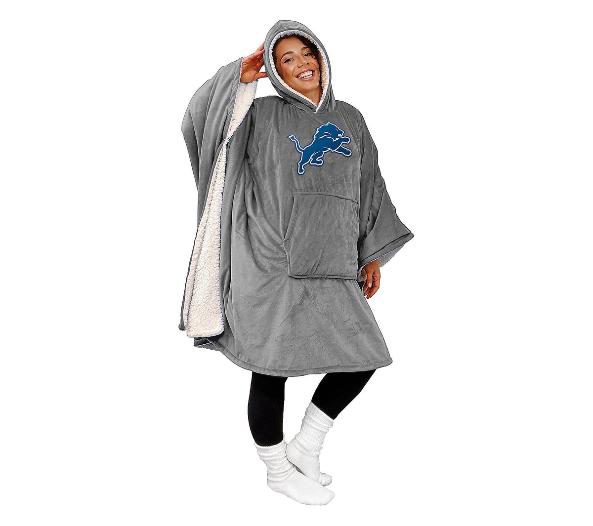 Final Clearance - 60" x 80" Wearable Hooded Blanket with Logo Patch