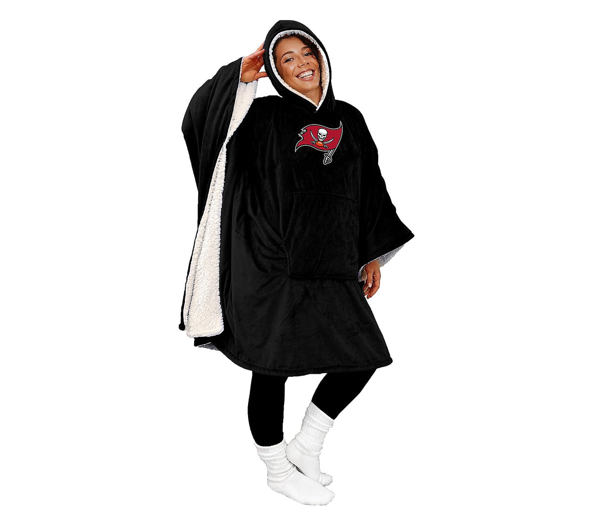 Final Clearance - 60" x 80" Wearable Hooded Blanket with Logo Patch