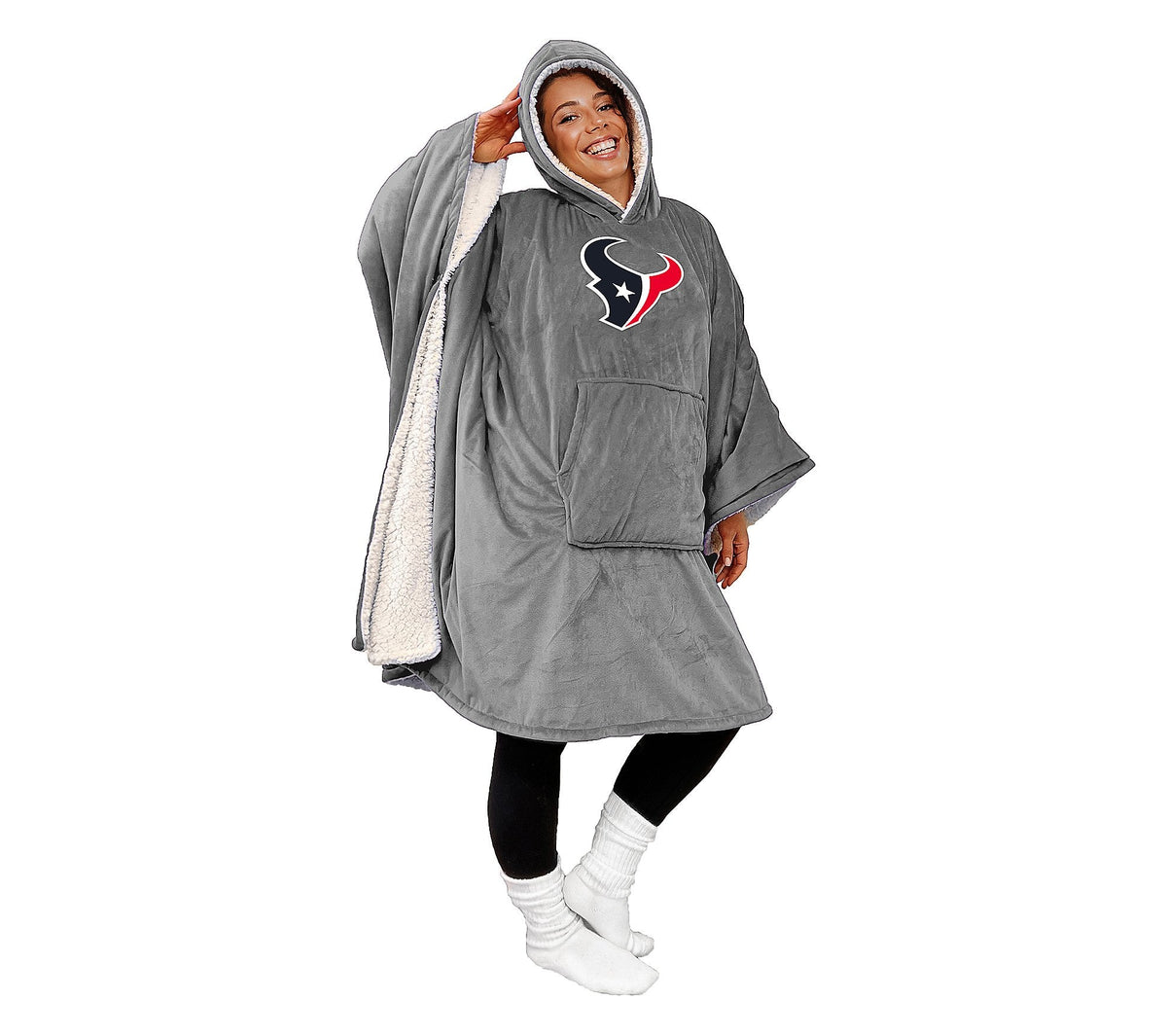 Final Clearance - 60" x 80" Wearable Hooded Blanket with Logo Patch