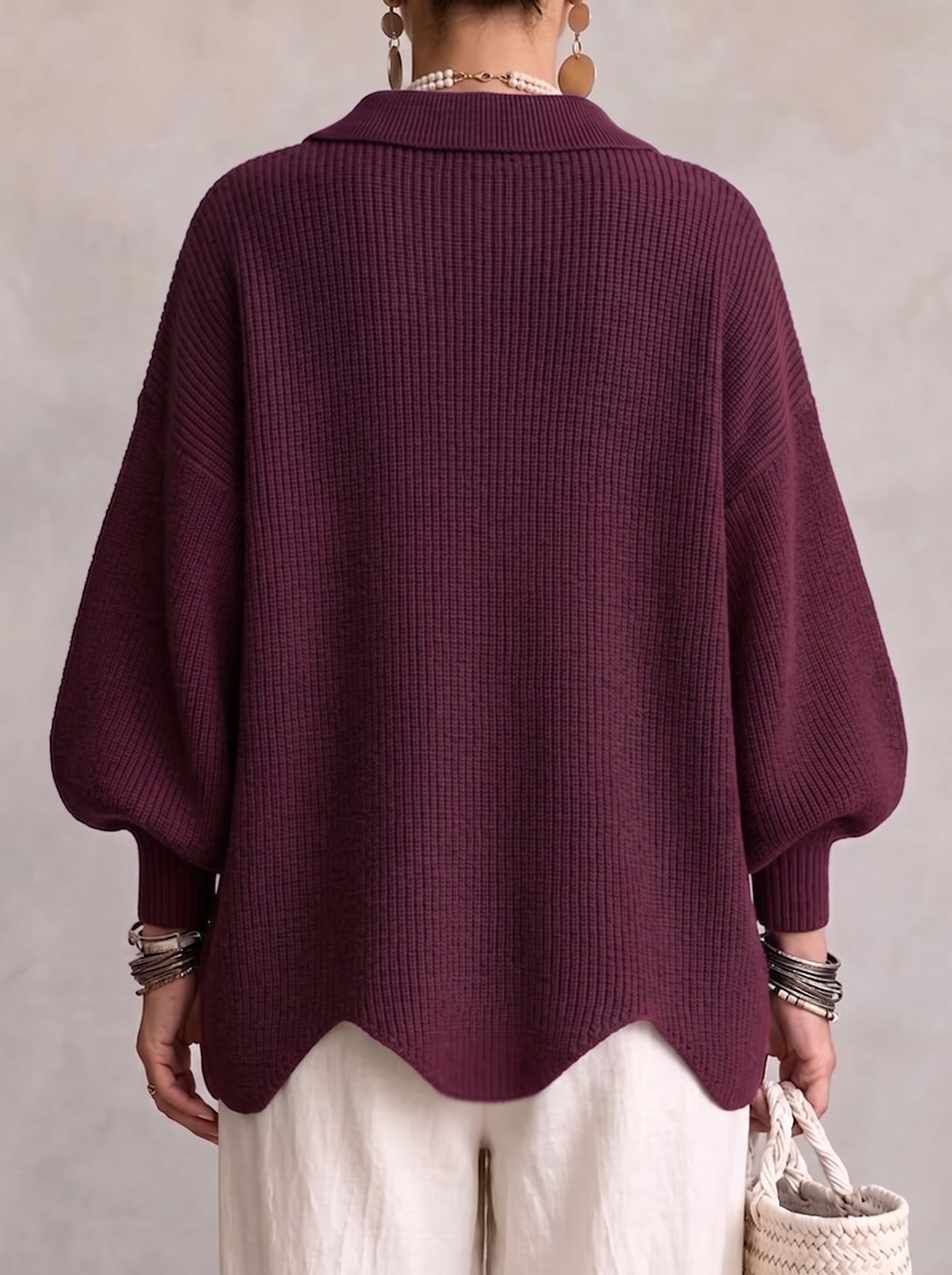 🔥 LAST DAY  ⏰ Women's Oversized Collared Knit Cardigan – Soft Cozy Fit With Elegant Metal Buttons