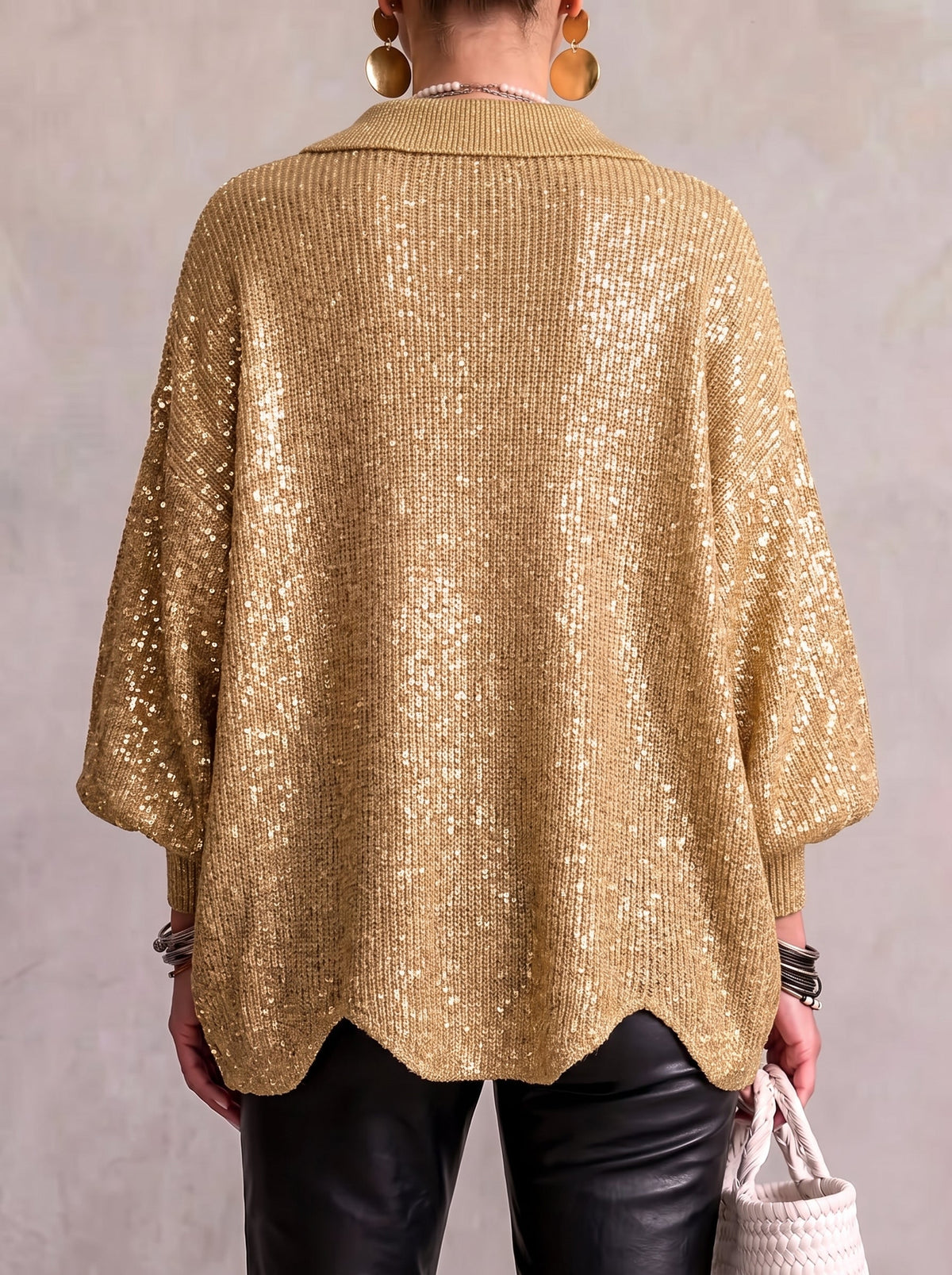 🔥 LAST DAY  ⏰ Women's Oversized Collared Knit Cardigan – Soft Cozy Fit With Elegant Metal Buttons