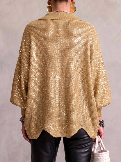 🔥 LAST DAY  ⏰ Women's Oversized Collared Knit Cardigan – Soft Cozy Fit With Elegant Metal Buttons