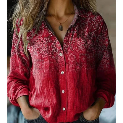 Vintage casual shirt met print voor dames