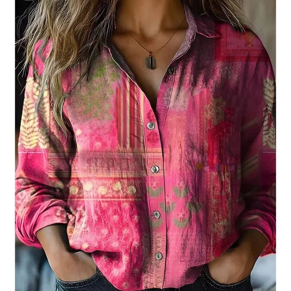 Vintage casual shirt met print voor dames