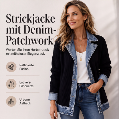 Ribbed Knit Cardigan with Denim – Casual Chic for Every Day 🎁