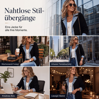 Ribbed Knit Cardigan with Denim – Casual Chic for Every Day 🎁